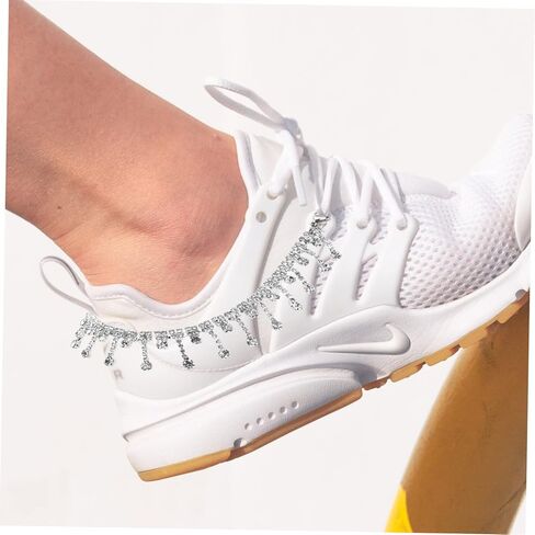 زوج واحد من الأحذية الرياضية KJHBV بأربطة حذاء شبشب كريستالي وإبزيم ساحر لتزيين أحذية الزفاف والصنادل للنساء الصيفية المسطحة والصنادل المنزلقة وأحذية الزفاف والكعب in Kuwait