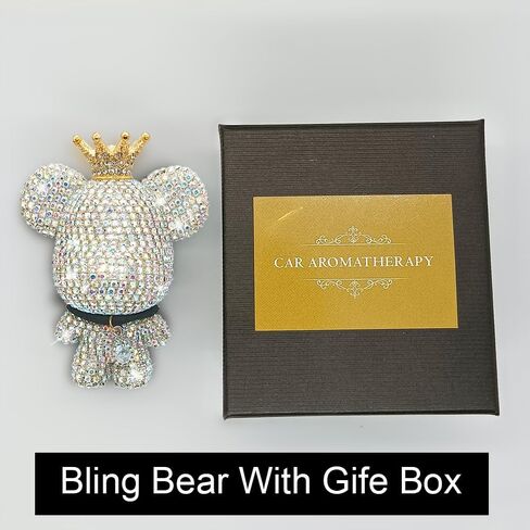 Handmade Bling Rhinestone Bear Car Air Freshener Cute Ornaments Car Vent Clips Accessories Perfume Clip Aromatherapy Diffuser Fragrance Cotton Pad Car Interior Decoratio Women Girl (AB Pink) in Saudi Arabia