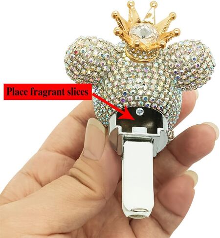 Handmade Bling Rhinestone Bear Car Air Freshener Cute Ornaments Car Vent Clips Accessories Perfume Clip Aromatherapy Diffuser Fragrance Cotton Pad Car Interior Decoratio Women Girl (AB Pink) in Saudi Arabia