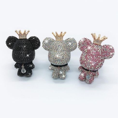 Handmade Bling Rhinestone Bear Car Air Freshener Cute Ornaments Car Vent Clips Accessories Perfume Clip Aromatherapy Diffuser Fragrance Cotton Pad Car Interior Decoratio Women Girl (AB Pink) in Saudi Arabia