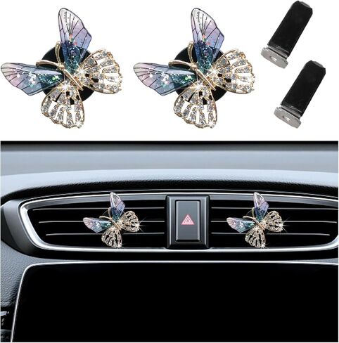 Augeny 2PCS Bling Bee Air Vent Clips, Cute Crystal Car Air Fresheners Vent Clips, Rhinestone Diamond Auto Diffuser Vent Clip for Women Girls, Car Interior Decor Accessories (Bee, Blue) in Saudi Arabia