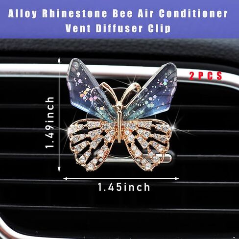 Augeny 2PCS Bling Bee Air Vent Clips, Cute Crystal Car Air Fresheners Vent Clips, Rhinestone Diamond Auto Diffuser Vent Clip for Women Girls, Car Interior Decor Accessories (Bee, Blue) in Saudi Arabia