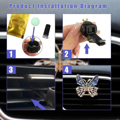 Augeny 2PCS Bling Bee Air Vent Clips, Cute Crystal Car Air Fresheners Vent Clips, Rhinestone Diamond Auto Diffuser Vent Clip for Women Girls, Car Interior Decor Accessories (Bee, Blue) in Saudi Arabia
