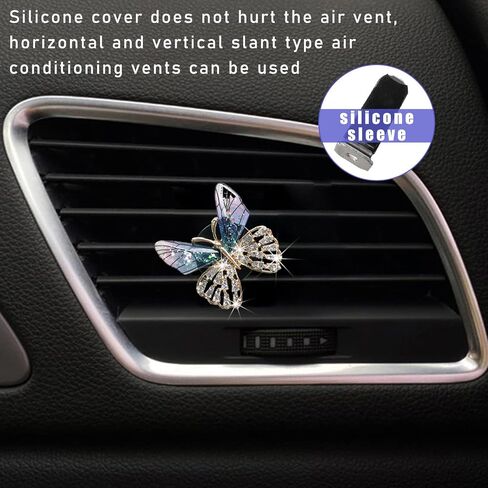 Augeny 2PCS Bling Bee Air Vent Clips, Cute Crystal Car Air Fresheners Vent Clips, Rhinestone Diamond Auto Diffuser Vent Clip for Women Girls, Car Interior Decor Accessories (Bee, Blue) in Saudi Arabia