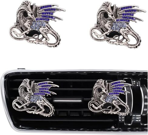 Bling Dragon Vent Clip Car Accessories,2pcs Vintage Dragon Car Air Freshener Vent Clips Purple Bronze Car Vent Decorations,Refillable Car Outlet Diffuser in Kuwait
