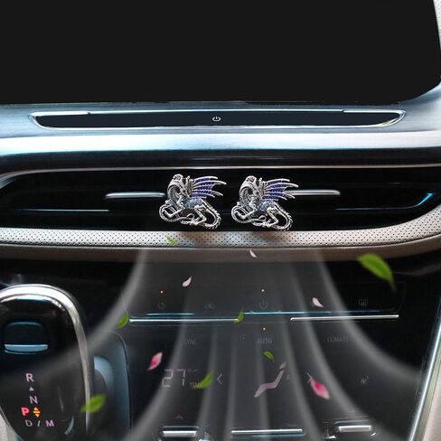 Bling Dragon Vent Clip Car Accessories,2pcs Vintage Dragon Car Air Freshener Vent Clips Purple Bronze Car Vent Decorations,Refillable Car Outlet Diffuser in Kuwait