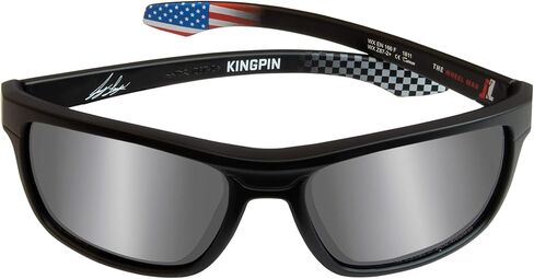 إطار Wiley X Joey Logano Signature Series WX Kingpin أسود غير لامع/عدسة فلاش فضية رمادية مستقطبة (ANSI Z87.1) in Kuwait