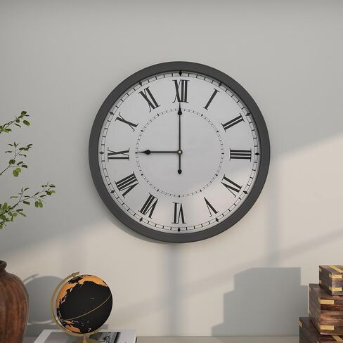 ساعة حائط معدنية مستديرة من ديكو 79، مقاس 30 بوصة × 3 بوصة × 30 بوصة، باللون الأسود in Saudi Arabia