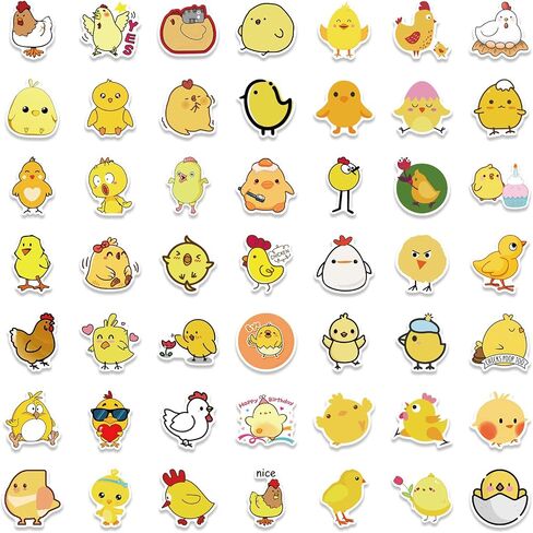 ملصقات الدجاج 100 جهاز كمبيوتر شخصى الحيوانات الفرخ للماء الأصفر لطيف Kawaii الشارات لأجهزة الكمبيوتر المحمول المياه بوتر حقيبة DIY ملصقات الفينيل الجمالية لحفلة عيد ميلاد سجل القصاصات لوح التزلج حالة الهاتف in Saudi Arabia