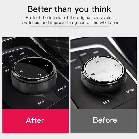 غطاء مقبض الوسائط المتعددة، غطاء أزرار الوسائط المتعددة الكبيرة الداخلية للسيارة BMW F10 F20 F30 لـ iDrive (أسود لامع) in Kuwait