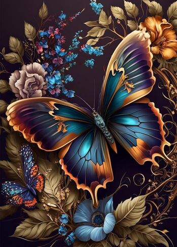AIBOERL Diamond Art Kits for Adults,Butterfly Flowers 5D Diamond Painting Kits for Adults,Diamond Painting Diamond Art with Full Drill Diamond Dots DIY Gem Crafts Kits for Home Decor Gift-12x16in in Saudi Arabia