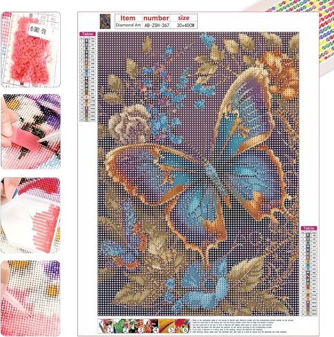 AIBOERL Diamond Art Kits for Adults,Butterfly Flowers 5D Diamond Painting Kits for Adults,Diamond Painting Diamond Art with Full Drill Diamond Dots DIY Gem Crafts Kits for Home Decor Gift-12x16in in Saudi Arabia