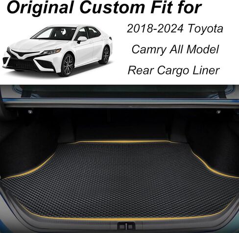 بطانة شحن Camry الأصلية 2018-2024 لسيارة Toyota Camry جميع الموديلات - سجادة صندوق السيارة بسلسلة تناسب جميع الأحوال الجوية - حصيرة شحن بقياس ليزر ثلاثي الأبعاد لسيارة Toyota Camry/Camry Hybrid 2018-2024 in Saudi Arabia
