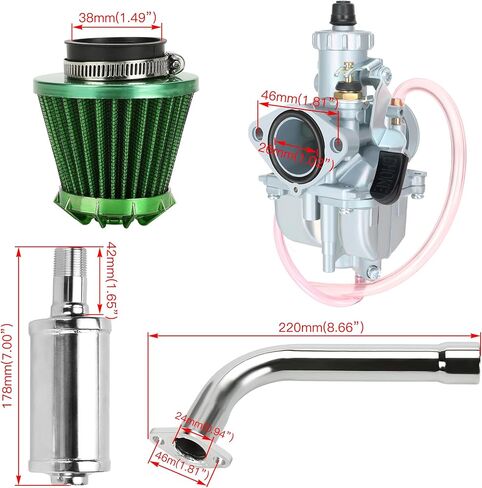 YOXUFA VM22 212cc مجموعة المكربن ​​للمفترس 212 224 196cc كولمان CT200U CT200U-EX BT200X Baja Warrior MB200 دراجة صغيرة KT196 Go Kart 6.5HP GX160 أجزاء محرك عالية الأداء مع كاتم صوت العادم in Kuwait