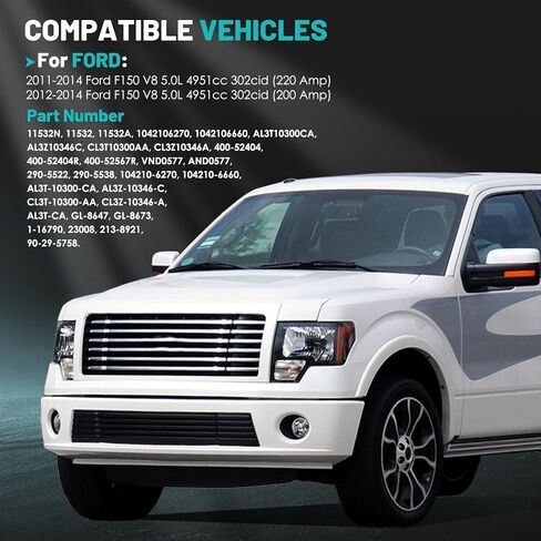 11532 مولد السيارة 12 فولت 220 أمبير، بكرة 6 أخدود مناسبة لفورد F150 2011-2014 V8 5.0L مولدات بديلة للسيارات 11532N، 1042106270، 1042106660، AL3T10300CA، AL3Z10346C in Saudi Arabia