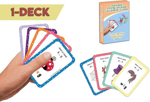 Creanoso Phonics Consonant Blends Sounds Learning Cards (1-Deck) - Fun Stocking Stuffers for Home Tutoring Party Favors Supply Props Games - Suitable for Kids Boys Girls Children in Kuwait