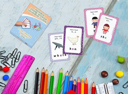 Creanoso Phonics Consonant Blends Sounds Learning Cards (1-Deck) - Fun Stocking Stuffers for Home Tutoring Party Favors Supply Props Games - Suitable for Kids Boys Girls Children in Kuwait