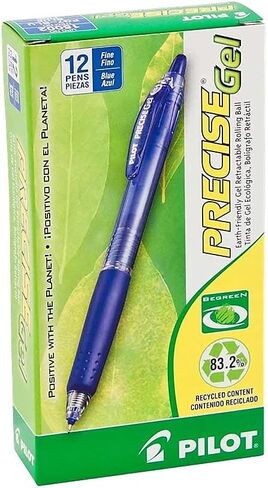 Pilot, Precise BeGreen, Refillable & Retractable Gel Roller Pens, Fine Point 0.7 mm, Black, Pack of 12 in Saudi Arabia