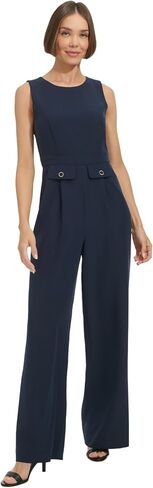 Tommy Hilfiger womens Sleeveless Split Neck Solid Drapey Crepe Jumpsuit in Saudi Arabia