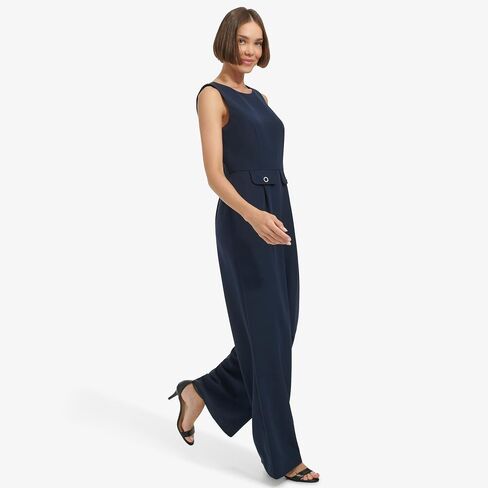 Tommy Hilfiger womens Sleeveless Split Neck Solid Drapey Crepe Jumpsuit in Saudi Arabia