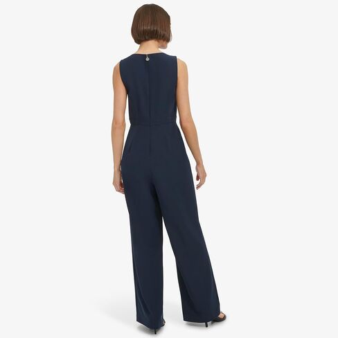 Tommy Hilfiger womens Sleeveless Split Neck Solid Drapey Crepe Jumpsuit in Saudi Arabia