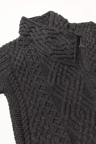 Aran Crafts Women's Irish Soft Cable Knitted Side Zip Coat (100% Merino Wool) in Kuwait