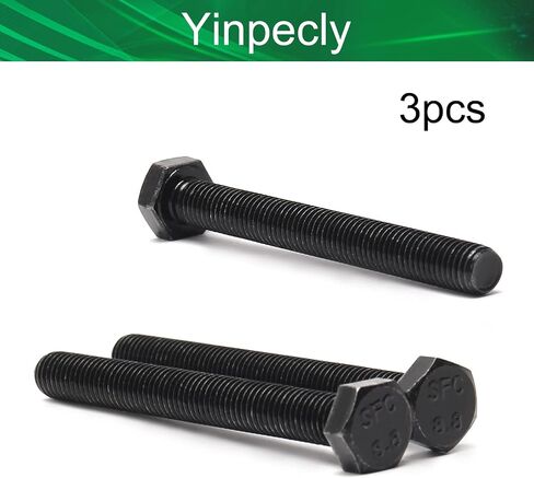 Yinpecly M10 x 90 مم من الفولاذ الكربوني درجة 8.8 مسامير لولبية سداسية خارجية بخيط متري، 3.81 بوصة × 0.63 بوصة × 0.63 بوصة (طول × عرض × ارتفاع) لأجهزة الأثاث الآلي، أسود 3 قطع in Saudi Arabia