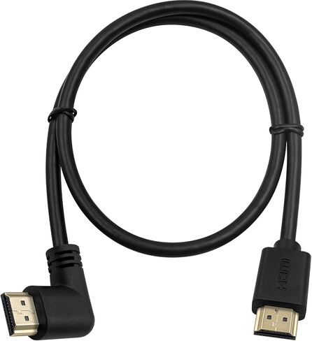 Poyiccot HDMI 2.0 Male to Male Cable 90 Degree, 2 Feet / 60cm Gold Plated High Speed HDMI Male to Male Right Angle Cable 60Hz, 4K * 2K (M/M Right) in Saudi Arabia
