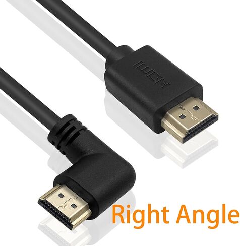 Poyiccot HDMI 2.0 Male to Male Cable 90 Degree, 2 Feet / 60cm Gold Plated High Speed HDMI Male to Male Right Angle Cable 60Hz, 4K * 2K (M/M Right) in Saudi Arabia
