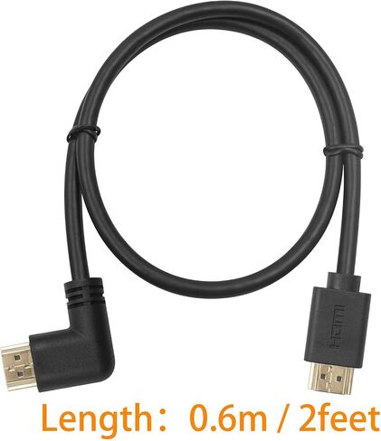 Poyiccot HDMI 2.0 Male to Male Cable 90 Degree, 2 Feet / 60cm Gold Plated High Speed HDMI Male to Male Right Angle Cable 60Hz, 4K * 2K (M/M Right) in Saudi Arabia