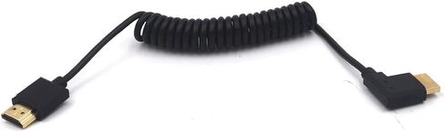 3.9ft HDMI 4K Coiled Cable, HDMI 2.0 Version HD High Speed Cable, 90 Degree Down Angle HDMI Male to HDMI Male Adapter Spring Spiral Cord, 4k 60HZ (Down Angle) in Saudi Arabia