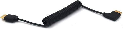 3.9ft HDMI 4K Coiled Cable, HDMI 2.0 Version HD High Speed Cable, 90 Degree Down Angle HDMI Male to HDMI Male Adapter Spring Spiral Cord, 4k 60HZ (Down Angle) in Saudi Arabia