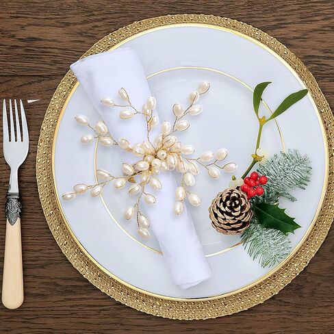 مجموعة حلقات المناديل المكونة من 6 قطع لحفلات تزيين طاولة الطعام وحامل المناديل المعدنية اليومية باللون الأبيض (عبوة من 6 قطع) in Kuwait