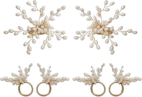 مجموعة حلقات المناديل المكونة من 6 قطع لحفلات تزيين طاولة الطعام وحامل المناديل المعدنية اليومية باللون الأبيض (عبوة من 6 قطع) in Kuwait