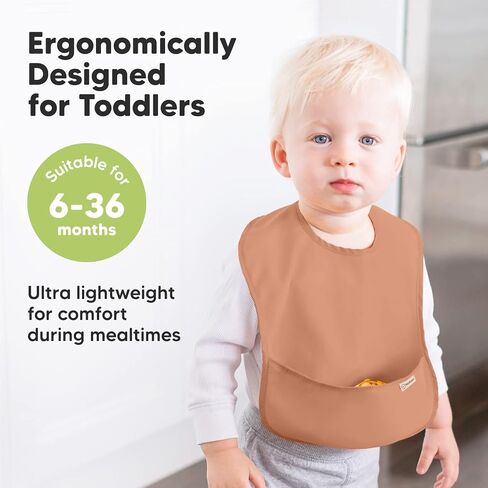 KeaBabies 3-Pack Waterproof Baby Bibs for Eating and 6-Pack Glass Baby Food Containers - Lightweight Baby Bib with Food Catcher - 4 oz Leak-Proof, Microwavable - Mess Proof Toddler Bibs in Saudi Arabia