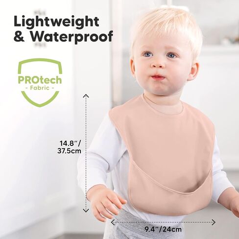 KeaBabies 3-Pack Waterproof Baby Bibs for Eating and 6-Pack Glass Baby Food Containers - Lightweight Baby Bib with Food Catcher - 4 oz Leak-Proof, Microwavable - Mess Proof Toddler Bibs in Saudi Arabia