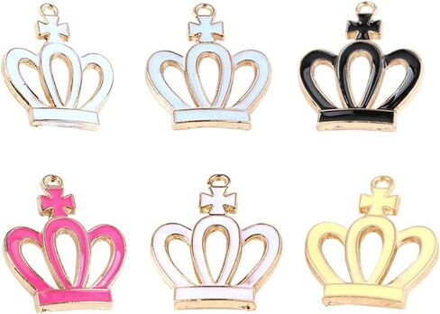 Crown Shape Dangle Charms Gold Silver Alloy Lovely Queen Crown Pendants with Rhinestone Craft Supplies 20Pcs for DIY Necklace Earrings Jewelry Making Valentine's Gifts in Kuwait