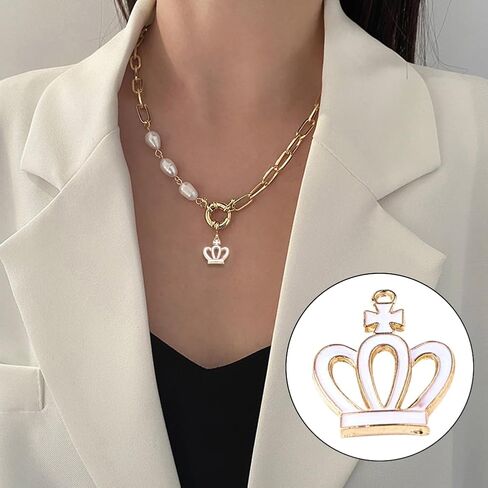 Crown Shape Dangle Charms Gold Silver Alloy Lovely Queen Crown Pendants with Rhinestone Craft Supplies 20Pcs for DIY Necklace Earrings Jewelry Making Valentine's Gifts in Kuwait