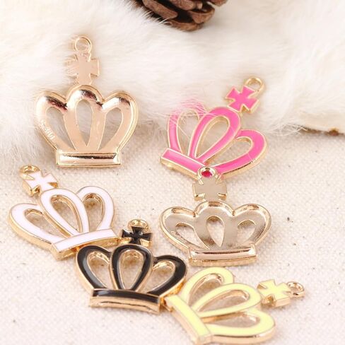 Crown Shape Dangle Charms Gold Silver Alloy Lovely Queen Crown Pendants with Rhinestone Craft Supplies 20Pcs for DIY Necklace Earrings Jewelry Making Valentine's Gifts in Kuwait
