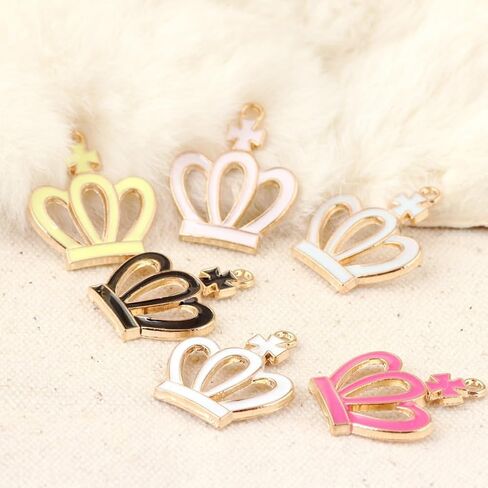 Crown Shape Dangle Charms Gold Silver Alloy Lovely Queen Crown Pendants with Rhinestone Craft Supplies 20Pcs for DIY Necklace Earrings Jewelry Making Valentine's Gifts in Kuwait