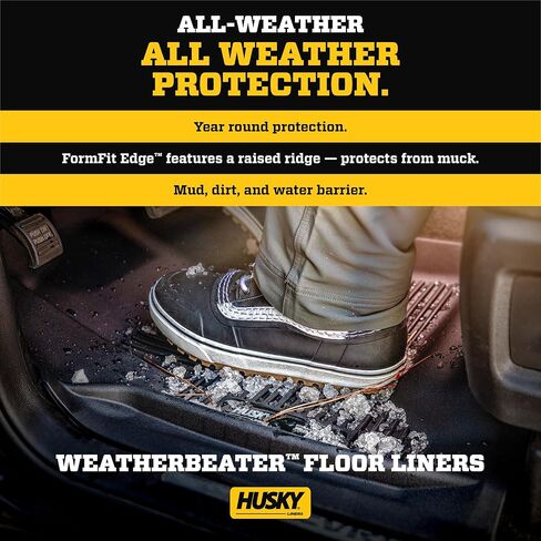 Husky Liners Weatherbeater Floor Mats | Fits 2014-2019 Toyota Highlander (Excludes Hybrid) | Front & 2nd Row, 3-pc Black - 99601 in Saudi Arabia