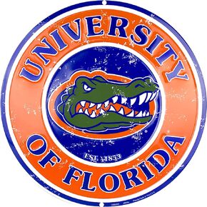Hang Time Florida Gators 12 Inch Embossed Metal Nostalgia Circular Sign