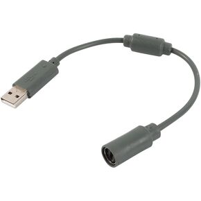Alomejor Gray Replacement Wired Controller USB Breakaway Adapter Connection Cable Cord for XBOX360