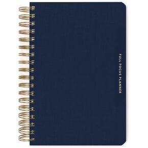 Full Focus Leather Coil Planner by Michael Hyatt - The #1 Daily Planner to Set Annual Goals, Increase Focus, Eliminate Overwhelm, and Achieve Your Biggest Goals - Hardcover (Navy Blue)