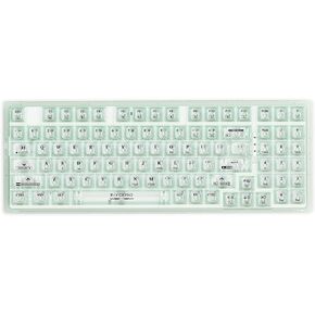 HUO JI Mechanical Gaming Keyboard USB Wired Compact with Clear Keycaps, RGB Side-Lit, Single Led Backlit, Number Pad, White Switch, Detachable Type C Cable, 94 Keys for PC/Computer/Laptop