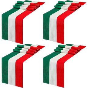 Kingdder 2 Pcs Linen Italy Puerto Rico Table Runner Striped Flag Linen Table Runner Italian Puerto Rico Party Decorations for Kitchen Dining Room Home Table Centerpieces, 13 x 72 Inch (Italy)