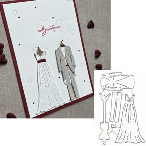 Wedding Dress Frame Metal Die Cuts, Suit Wedding Dress Frame Cutting Dies Cut Stencils for DIY Scrapbooking Album Embossing Paper Dies Card Making