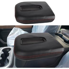 Center Console Armrest Cover Anti-Scratch Leather Protector Accessories Fit for 2019-2023 Chevy Silverado/GMC Sierra 1500, 2020-2023 Chevy Silverado/GMC Sierra 2500HD/ 3500HD (Black Stitches)