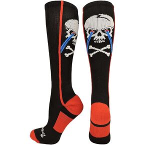 Crazy Socks with Laser Skull and Crossbones Over the Calf Socks