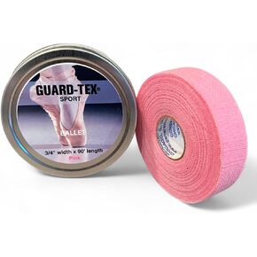 شريط باليه وردي من Guard-Tex مقاس ¾ بوصة - لفافة أصابع القدم ذاتية الالتصاق لحماية مرنة ومقاومة للتقرحات - لفافة ضمادة ذاتية اللصق للرقص والرياضة والمزيد، لفافة ضمادة - لفة واحدة × 7 ½ ياردة